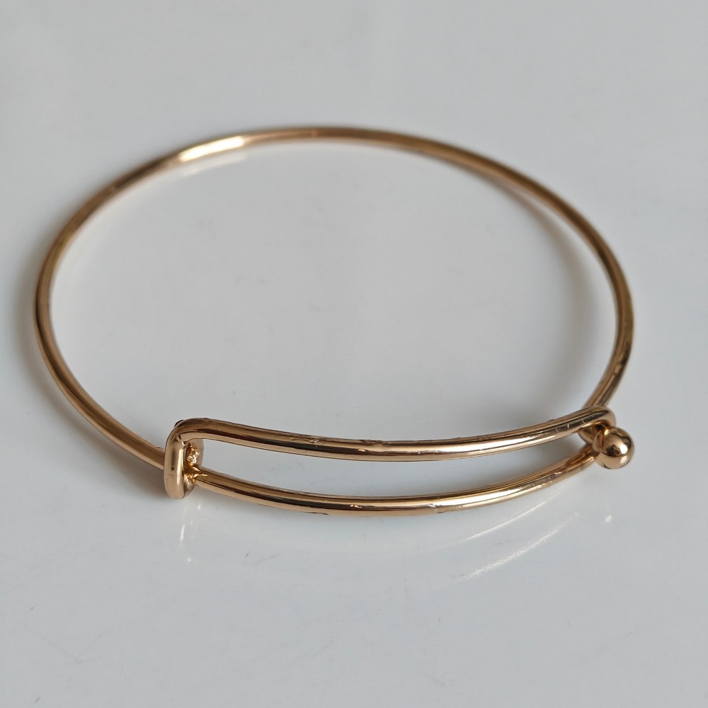 Gold Tone Adjustable Sliding Wire Bangle Bracelet Minimalist Stackable Jewelry